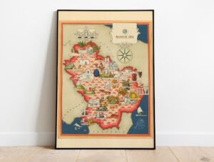 Vintage Map of Basilicata, Italy, 1951, COLORFUL, A1 poster size PDF