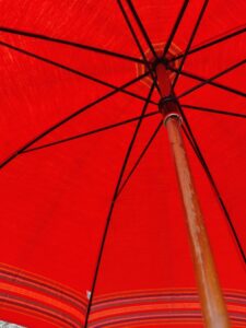 Vintage Red Cotton Parasol