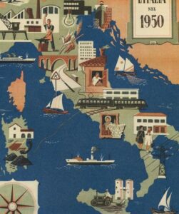 Vintage Map of Italy, 1951, COLORFUL, A1 poster size PDF