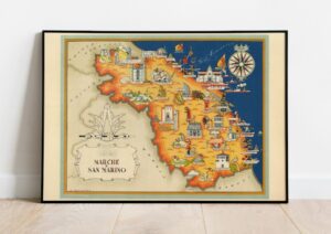 Vintage Map of Marche, Italy and San Marino, 1951, COLORFUL, A1 poster size PDF