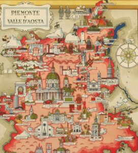 Vintage Map of Piemonte and Valle d'Aosta, Italy, 1951, COLORFUL, A1 poster size PDF