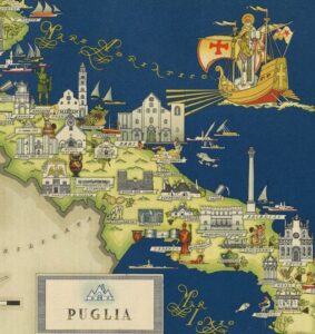 Vintage Map of Puglia, Italy, 1951, COLORFUL, A1 poster size PDF