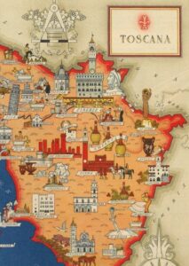 Vintage Map of Toscana, Italy, 1951, COLORFUL, A1 poster size PDF