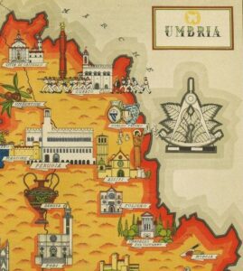 Vintage Map of Umbria, Italy, 1951, COLORFUL, A1 poster size PDF