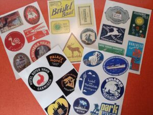 Vintage Luggage Stickers, 26 piece PDF set