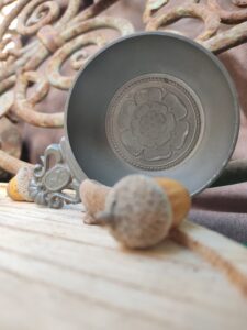 Vintage Souvenir Pewter Porringer, with Italian crest