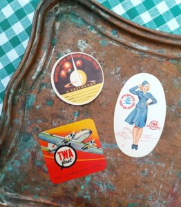 Rare Trio of 1940's Vintage Luggage Labels - Instant Download - A4 Letter size PDF- ft. Vintage TWA and Greyhound labels