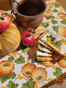 Heavy Canvas Table Linen Set - Pumpkin Motif - Made in Italy