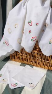 Colorful Fruity Table Set - embroidered details